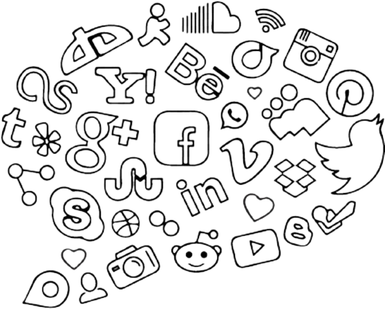 Roket with social media icons